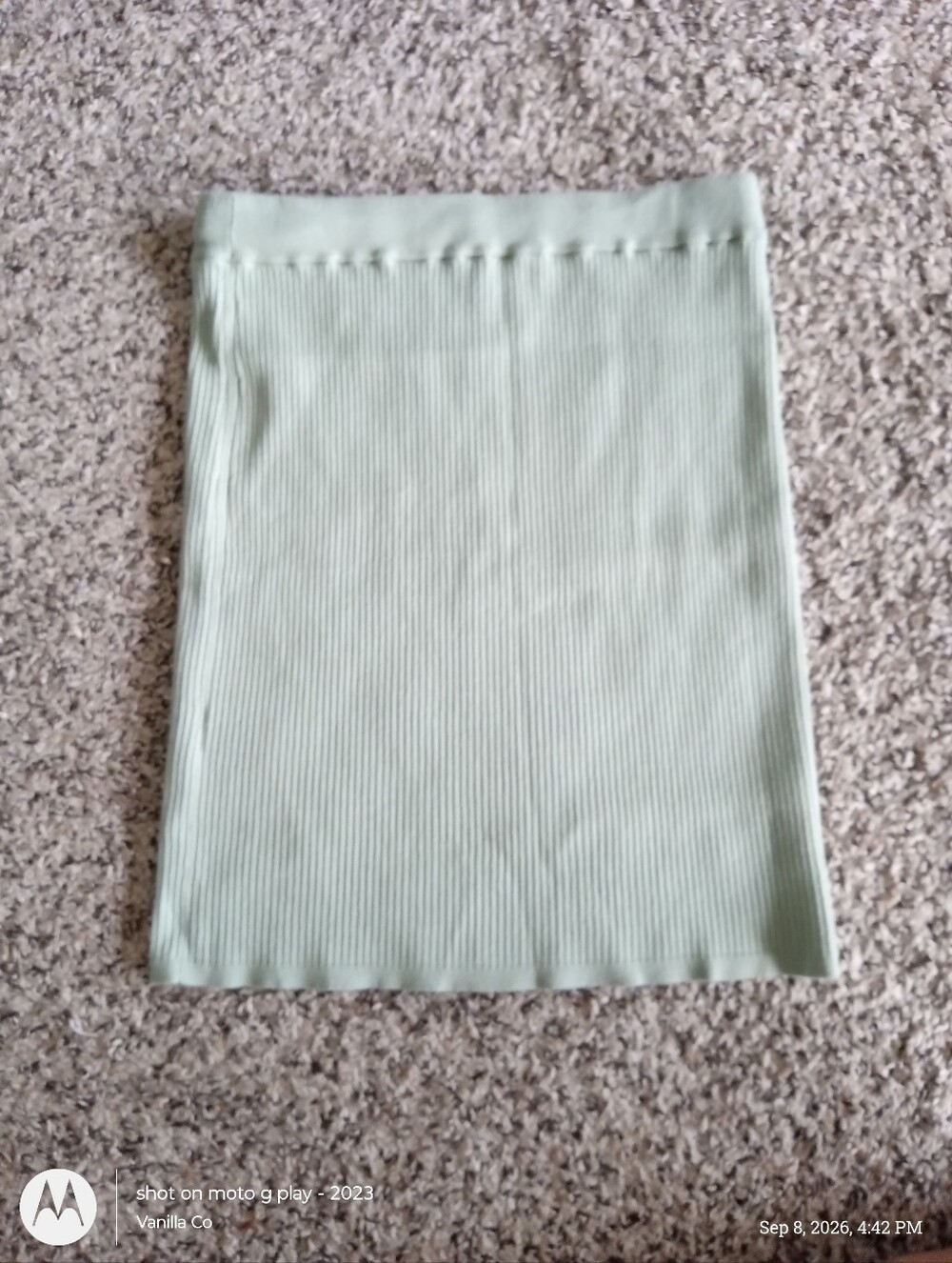 Aritzia Wilfred Reso High Waisted Knit Mini Skirt Ribbed Green Espace Medium - Picture 6 of 9